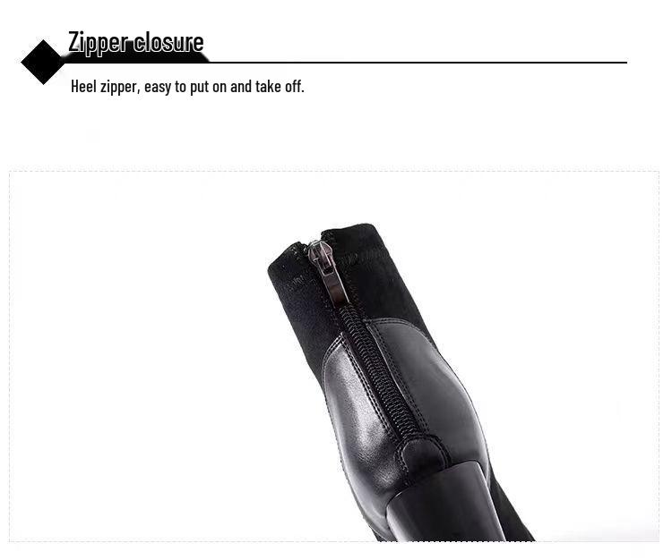 Women's High-Heel Platform Stretch Boots: Autumn/Winter Fashion, Ankle-Length, Thick Sole, Spliced Design.