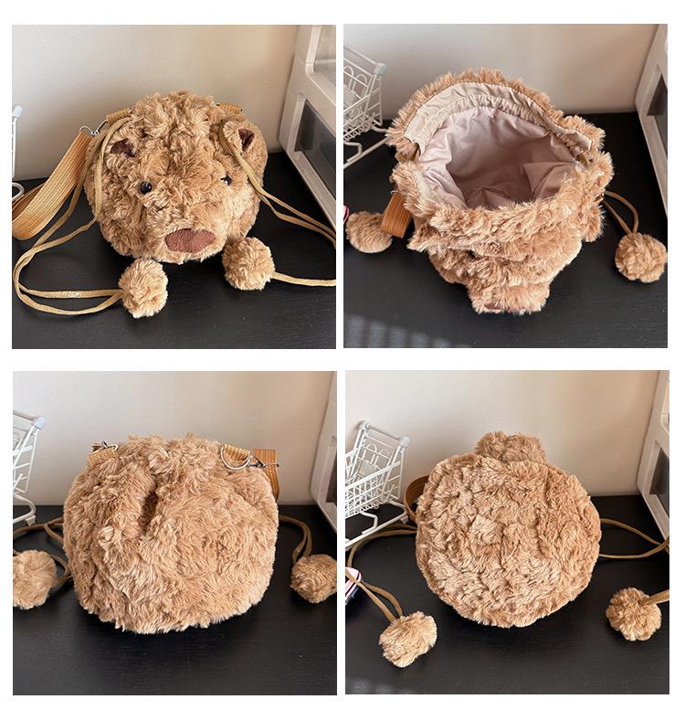 Barcelona Bear Plush Crossbody Bag - Women's Cute Single Shoulder Tote & Large Capacity Doll Backpack