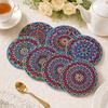 8PCS Coasters, Colorful Wood with Non-Slip Coasters, Heat Insulation Waterproof Drink Holder, for Home Office Dining Table