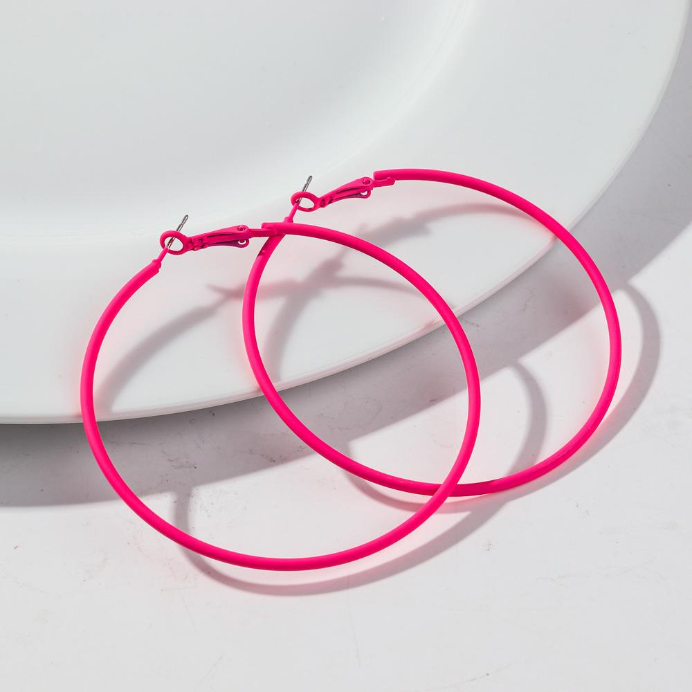 

Retro Big Neon Colorful Round Hoop Earrings Exaggerated Large Circle Metal Earring Huggies for Women Girls Party Jewelry Gifts гарячі рожевого кольору