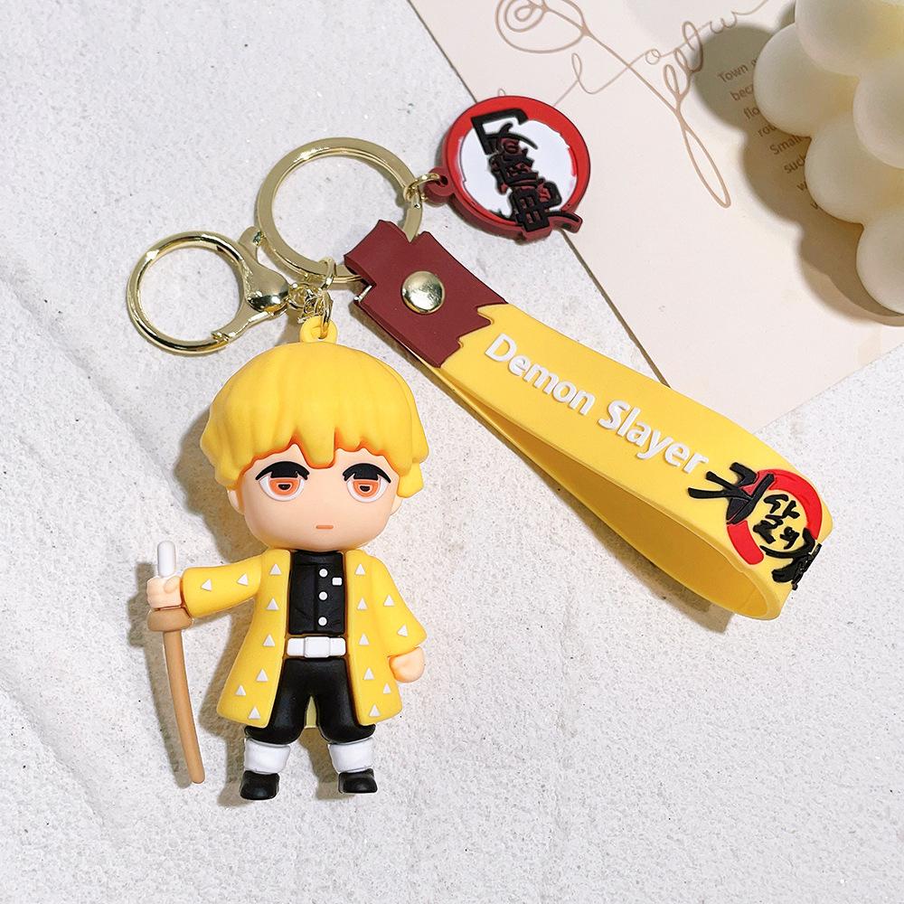 Anime Demon Slayer Keychain Kimetsu No Yaiba Figure Kamado Tanjirou Weapon Pendant Keyring Car Key Holder Fans Gifts