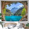 Zussun Natural Forest Tapestry Green Tree Wall Tapestry Bedroom Aesthetic Plant Stream Pool Landscape Small Tapestry Wall Hangin