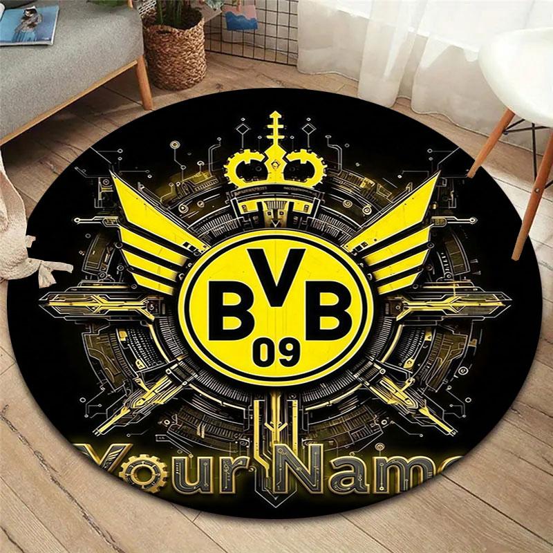 Borussia Custom Name Round Area Rug,Carpet Rug for Living Room Bedroom Sofa Playroom Decor,Non-slip Floor Mat