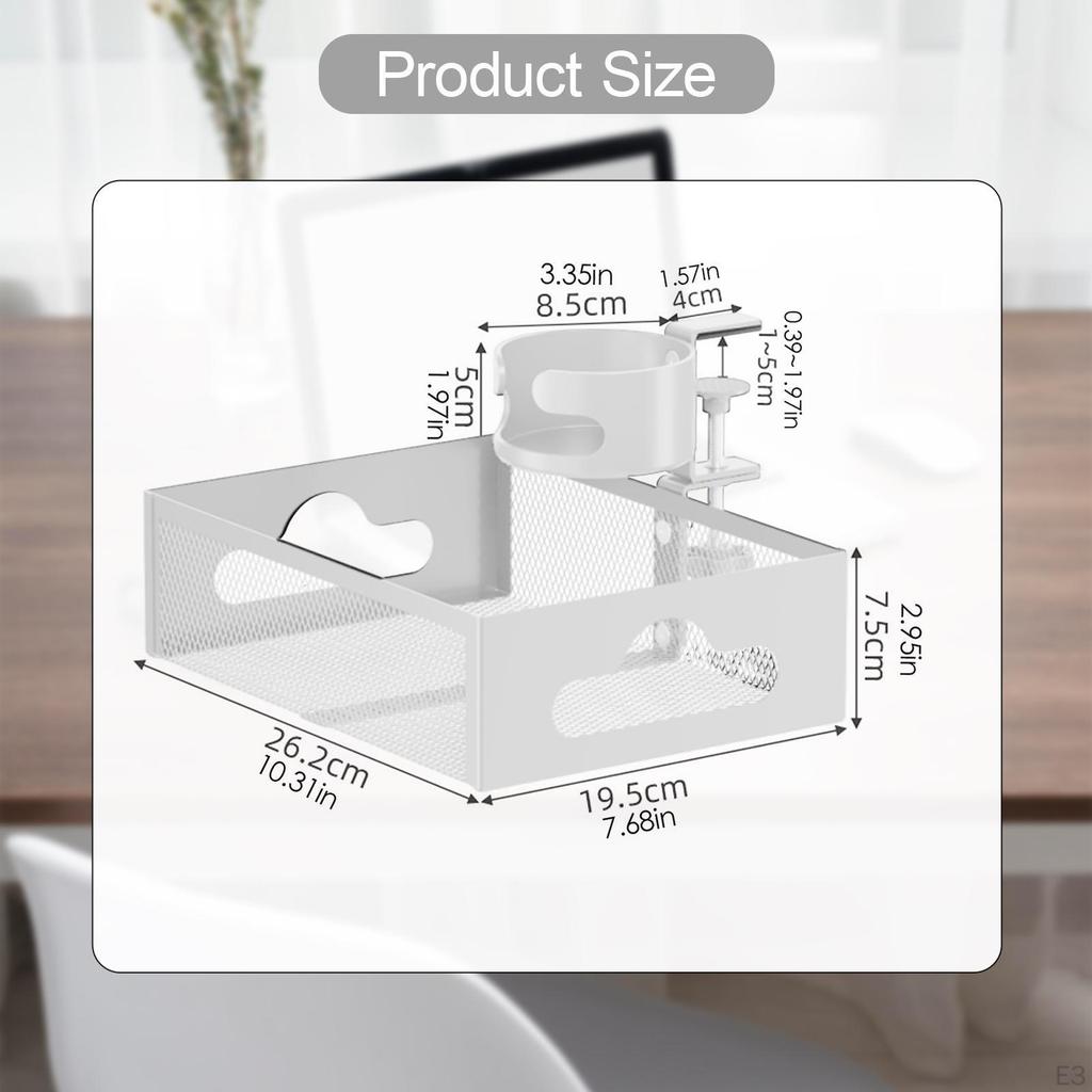 Cable Management Tray for Under Desk Use with Heavy Duty Storage Drawer and Cup Holder