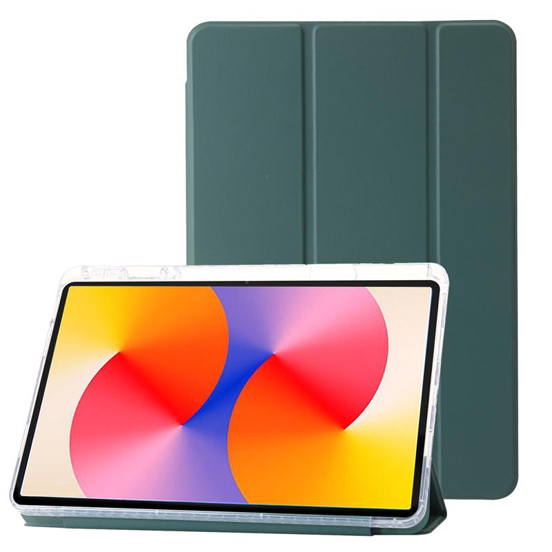 Luxury Transparent Flip Leather Tablet Case for Huawei MatePad SE 11 2024 Case with Pen Holder Flip Stand Clear Back Shell Shockproof Protect Cover