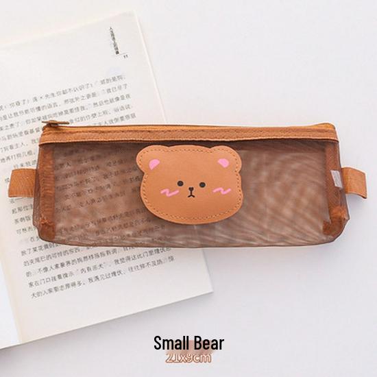 2025 New Japanese Style Little Bear Transparent Pencil Case - Cute, Large Capacity for Students