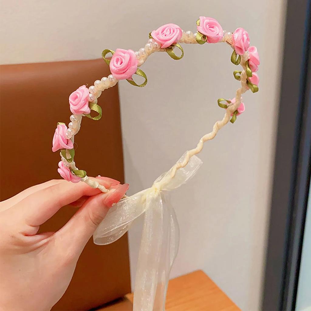 Kinder Perlsatin Blume Haarschleife Blumenmädchen Hochzeitsschleife Blumenband Haarbündel Süße Mode Haaraccessoires