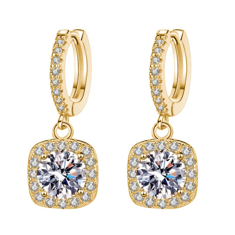 Exquisite Square Hoop Earrings Full Rhinestone Studs Fashionable Sparkling Jewelry For Women Elegant Daily Wear Accessory