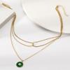 Moderne Elegante Grüne Augen Halskette Für Frauen Einzigartiges Geometrisches Mehrschichtiges Design