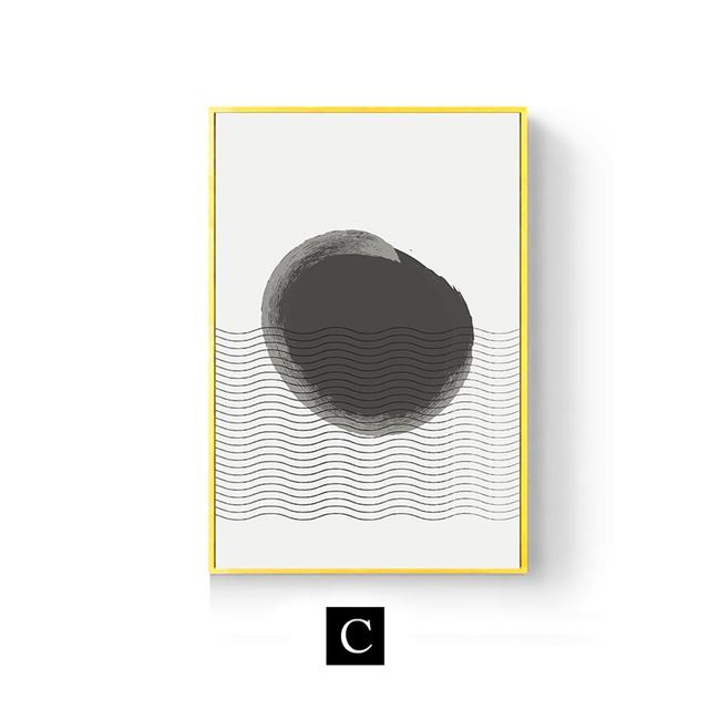 Geometric Abstract Canvas Painting Black Ink Line Wall Art Poster and Print Pictures Noridc Minimalism Living Room Home Decor