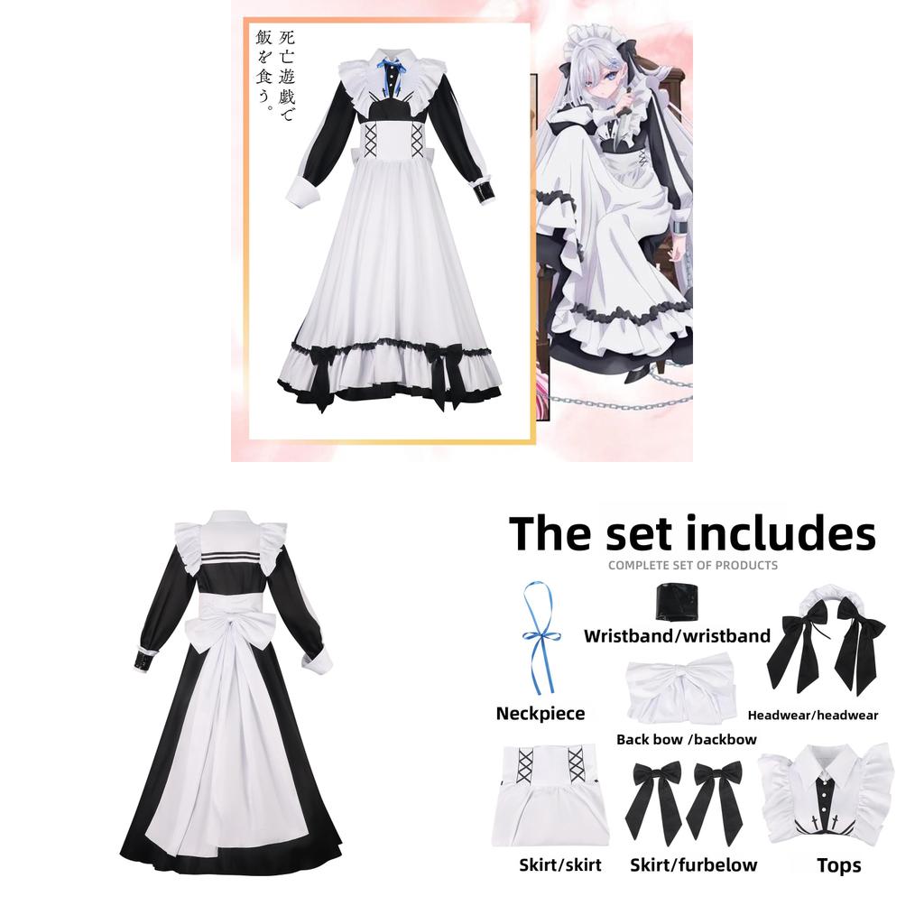 Playing Death Game To Put Food On The Table Cosplay Costume With Black White Maid Dress For Role Play