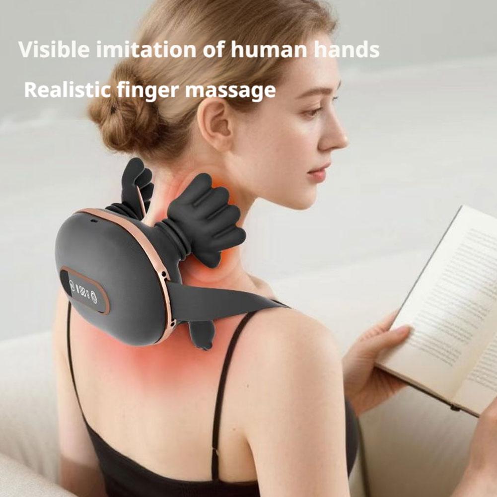 Brushless Motor Liquid Display Biomimetic Massage Neck Massager With 3 Levels Strength And 2 Levels Hot Compress