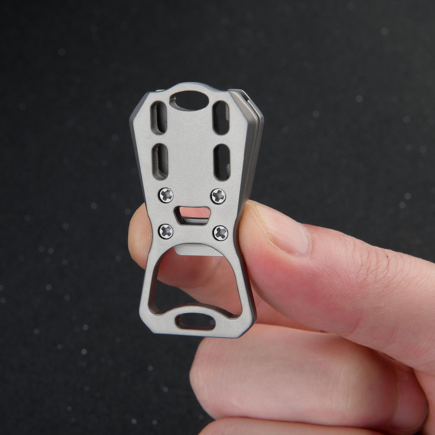Titanium Alloy Keychain: Portable EDC Multi-functional Tool with Can and Bottle Opener.