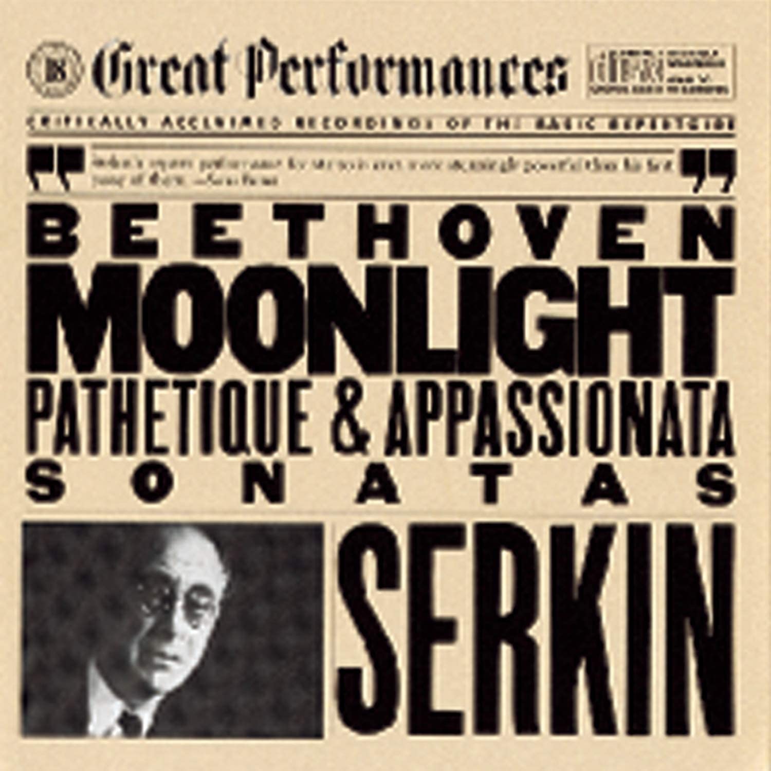 

CD BEETHOVEN; SERKIN - Moonlight, Pathetique & Appassionat US Classical Used