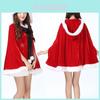Stunning Women Christmas Red Velvet Santa Claus Cloak Cape Hooded Xmas Cosplay Costume