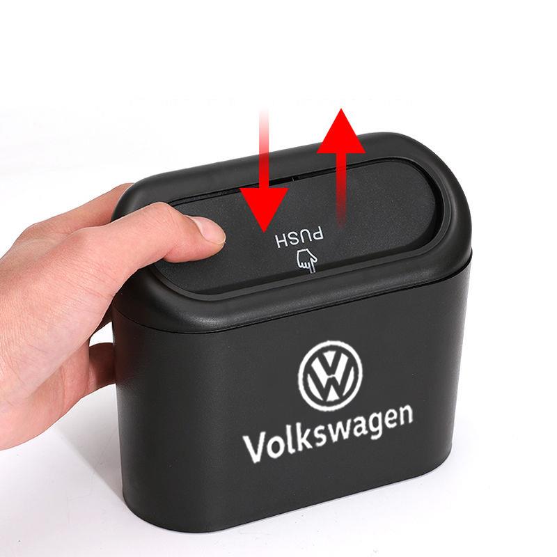 O1New Car Trash Bin Hanging Vehicle Garbage Dust For Volkswagen Golf 5 6 7 Polo Passat Tiguan Touran Jetta B5 Sticker SLLJT-VW