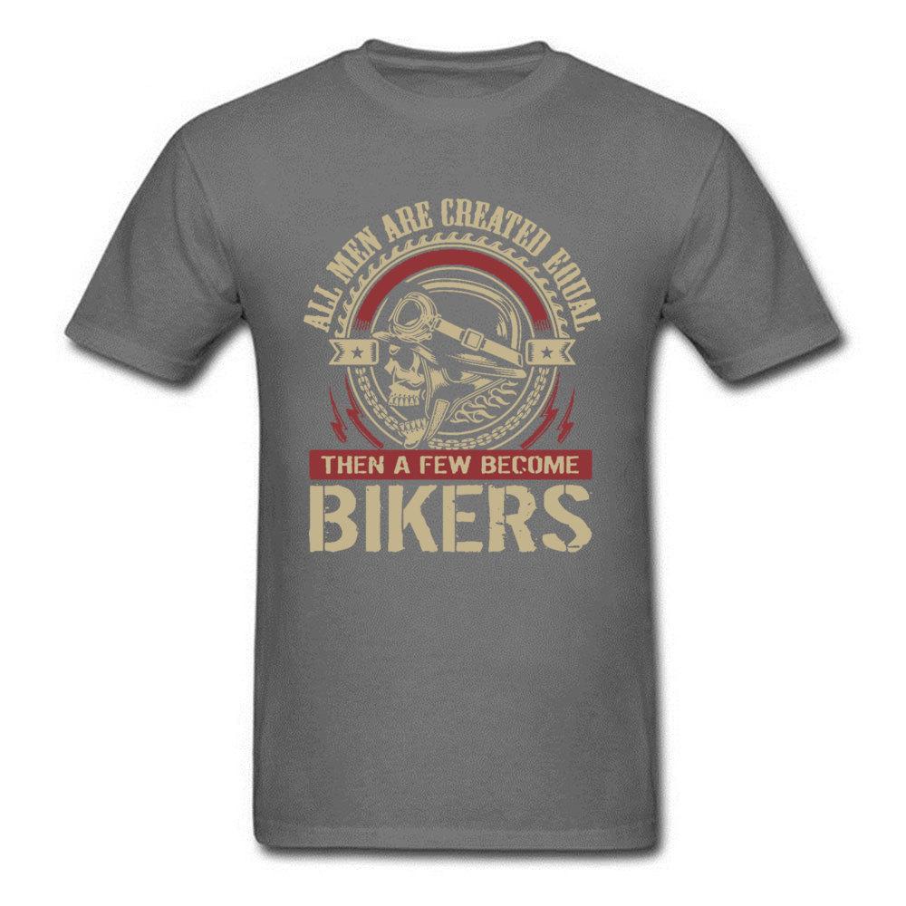 Vintage Motorcycle Skull Tshirt All Men Are Created Equal Then A Few Become Bikers Summer Motorbike Tops & Tees New