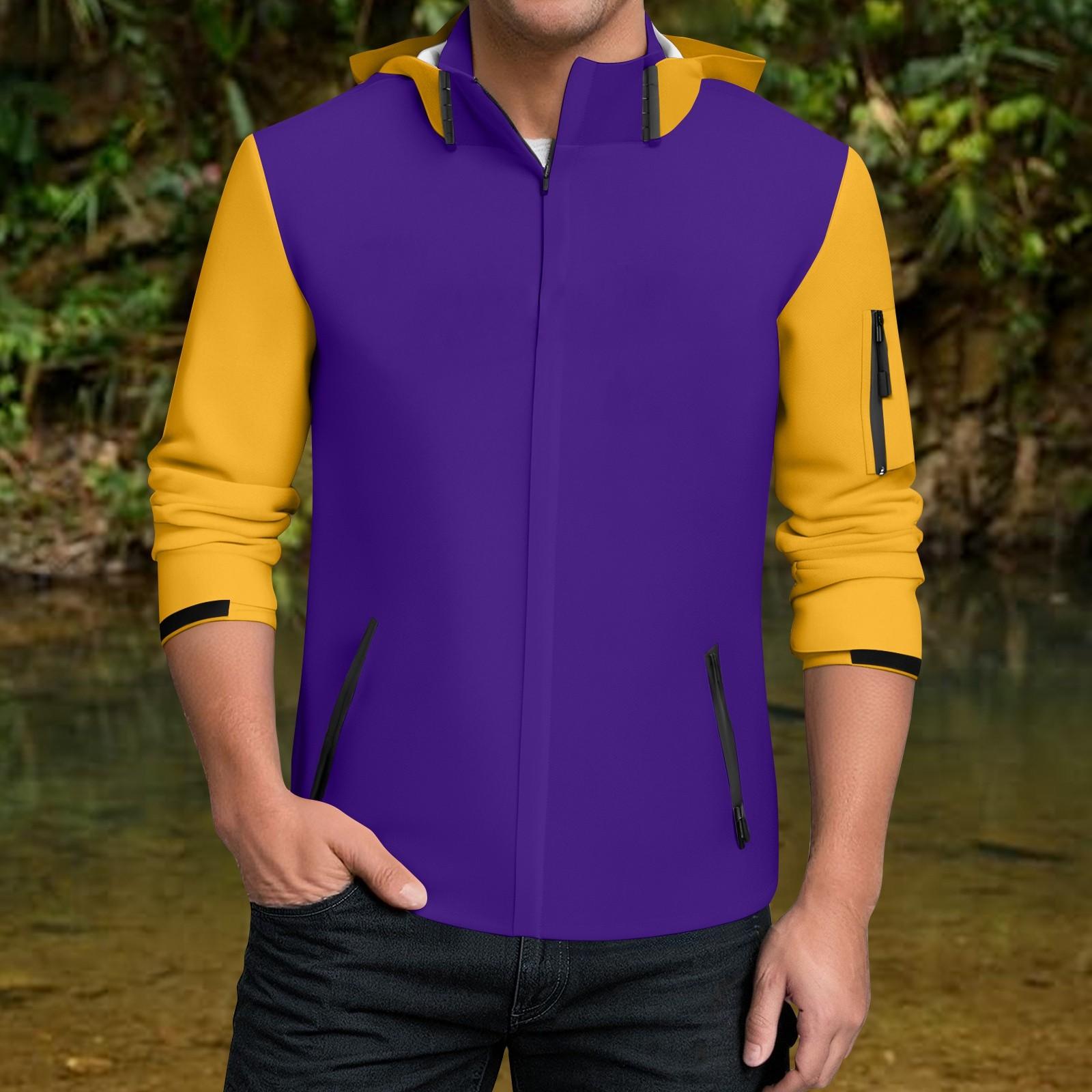 

Мужская водонепроницаемая ветровка, легкий дождевик с капюшоном для повседневной носки XL жёлтый