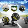 12V Black Car Folding Dual Head Fan 360° Rotatable Auto Cooler Air Fan Low Noise