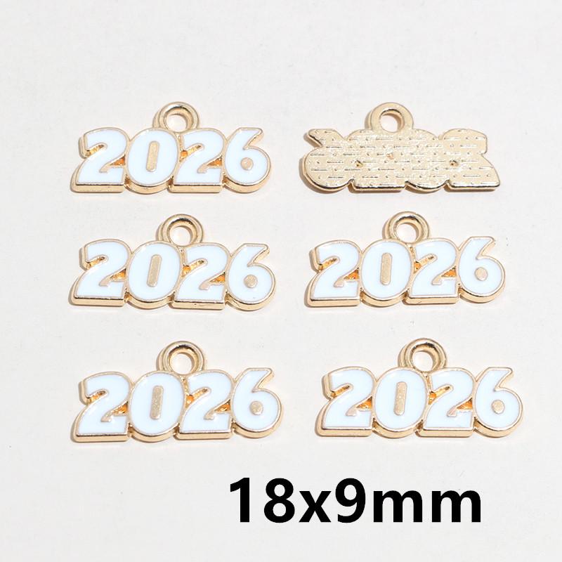 20pcs Enamel Fish Year Number 2026 Charms Pendant DIY Jewelry Making Craft Accessories for Earrings Necklace Bracelet Keychains
