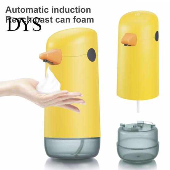 Gelber 220ml Seifenspender Cartoon Ente Design Nachfüllbar Batteriebetrieben Verstellbar Lagerung ABS Automatische Induktion Händedesinfektionsmittel für Küche