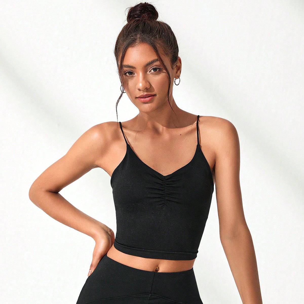 

Женский сексуальный утягивающий спортивный бюстгальтер для йоги - Красивый дизайн спины Large чёрный