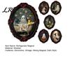 Retro Black Embossed Photo Frame Gothic Halloween Refrigerator Magnet, Distressed Oval Frige Magnets, Dark Waterproof Oil Painting Art Style Skeleton