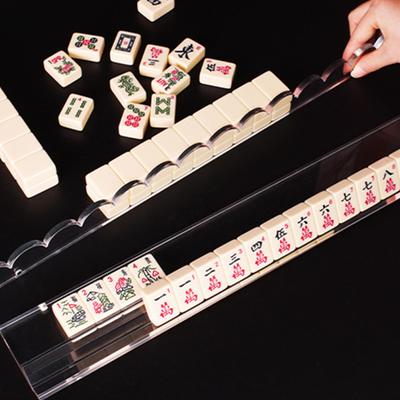 Transparent Acrylic Mahjong Rack with Magnetic Pusher 3-in1 Mahjong Tile Pusher & Organizer Quick Setup for Home Use