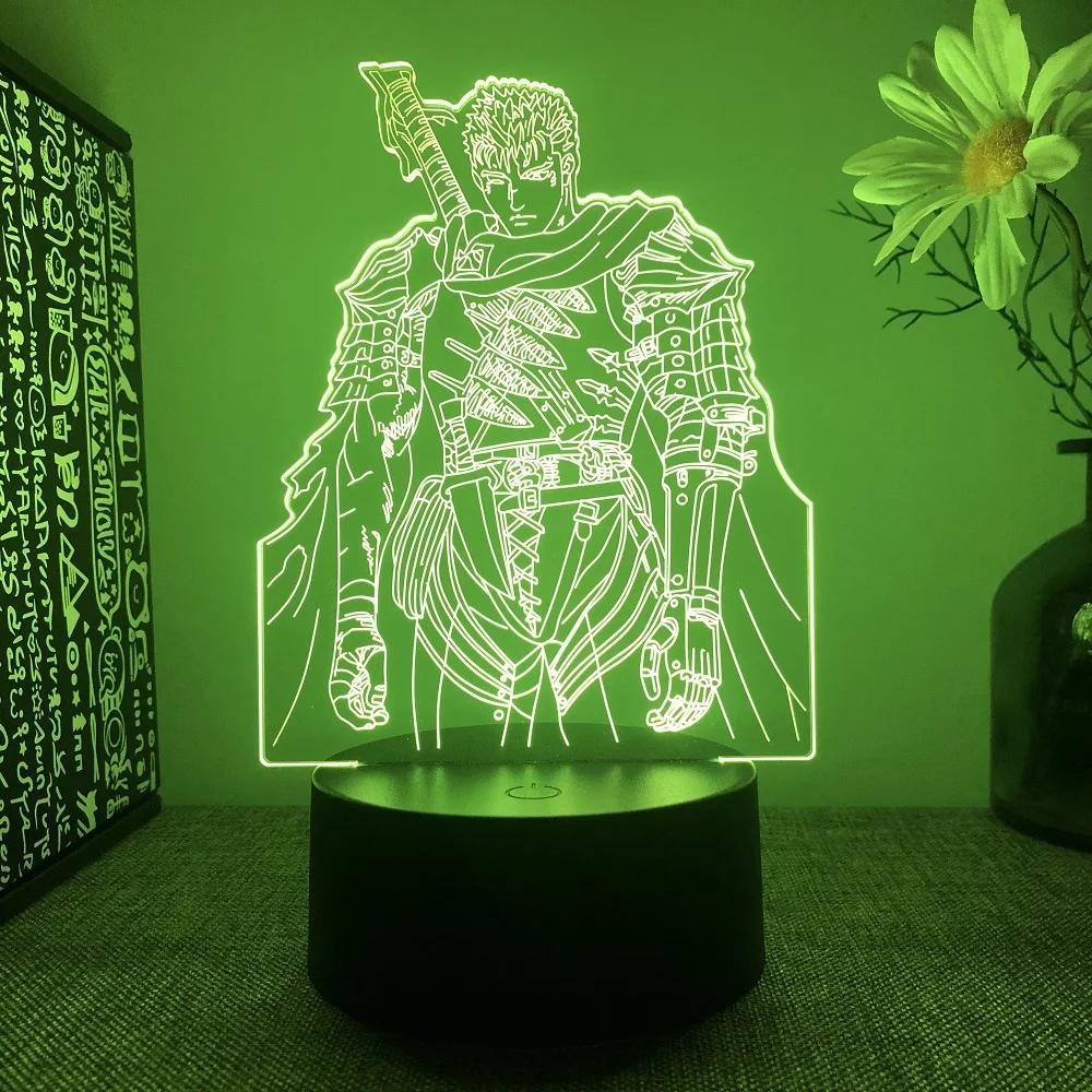 Anime Led Light Berserk Guts Figure For Bedroom Decorative Night Light Birthday Gift Kids Room 3D Table Lamp Manga Berserk