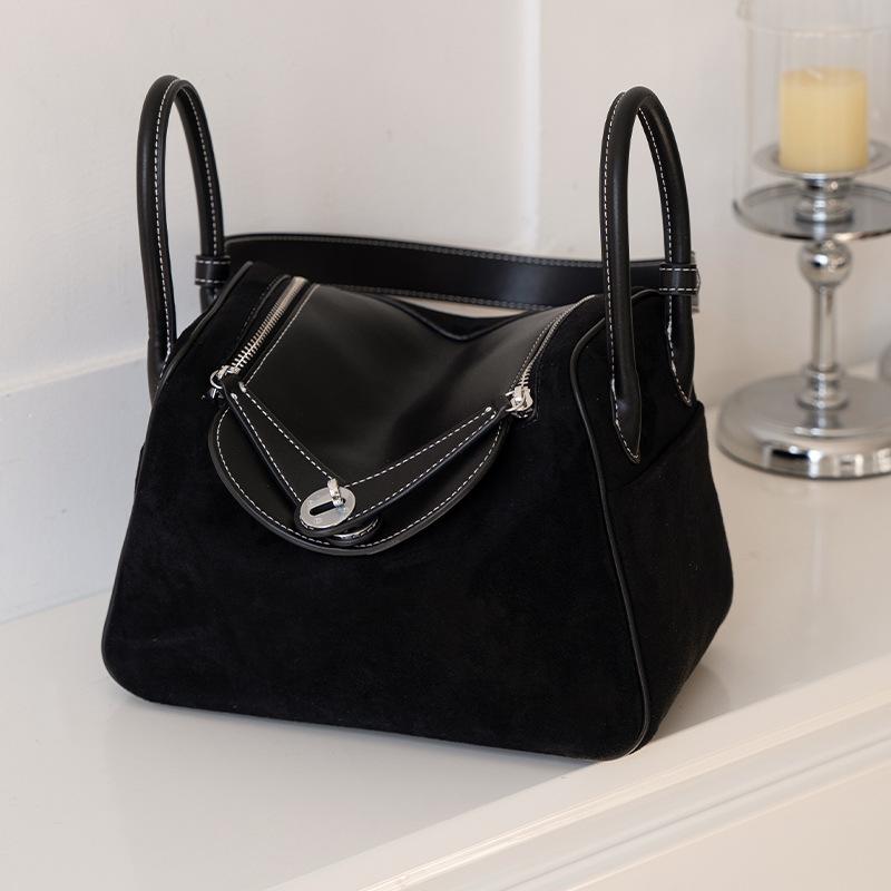 Deerskin Lindy Bag Contrasting Color Splicing Doctor Bag 2025 New Leather Women's Bag One Shoulder Crossbody Hand Carrying Medicine Bag Women