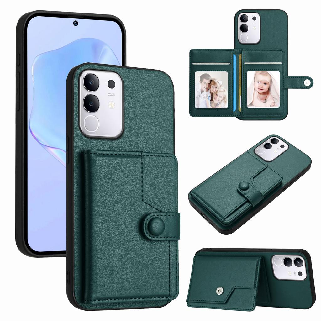 For vivo T4x 5G/vivo Y300t 5G/vivo iQOO Z10x 5G/vivo Y29 4G Case RFID Blocking Card Holder Kickstand TPU + PU Leather Phone Back Cover