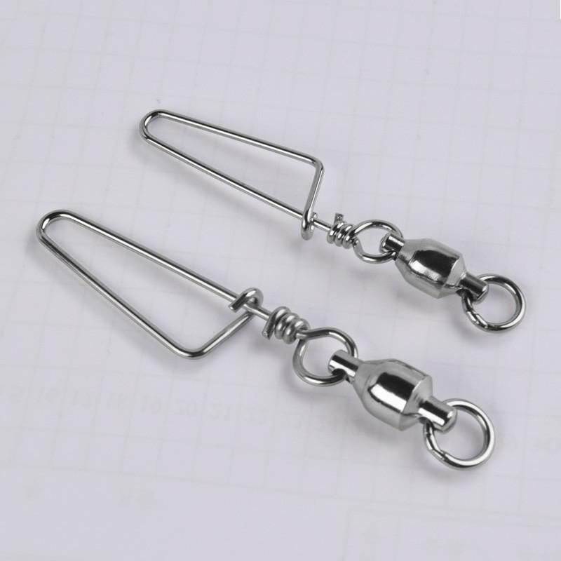 High-Speed Stainless Steel Fishing Swivel Connector with Eight-Character Ring - Curved for Big Game Sea Fishing