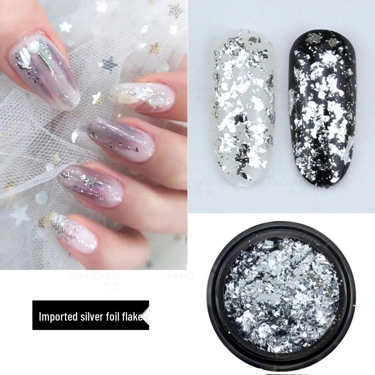 

Украшения для нейл-арта из золотой фольги: Нить, Бумажные фрагменты, УФ-гелевые наклейки, Японская платиновая фольга. серебряный