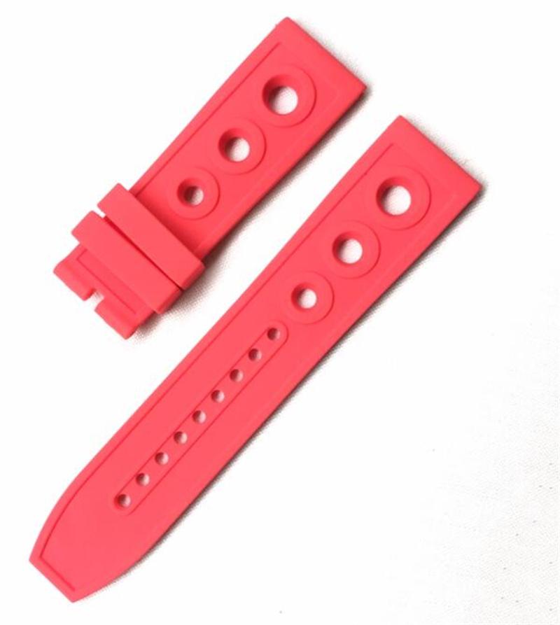 New Luxury Blue Red Black Yellow Silicone Rubber Watchband 22mm Smooth Hole Strap Fit For Breit-ling Avenger Superocean Watch