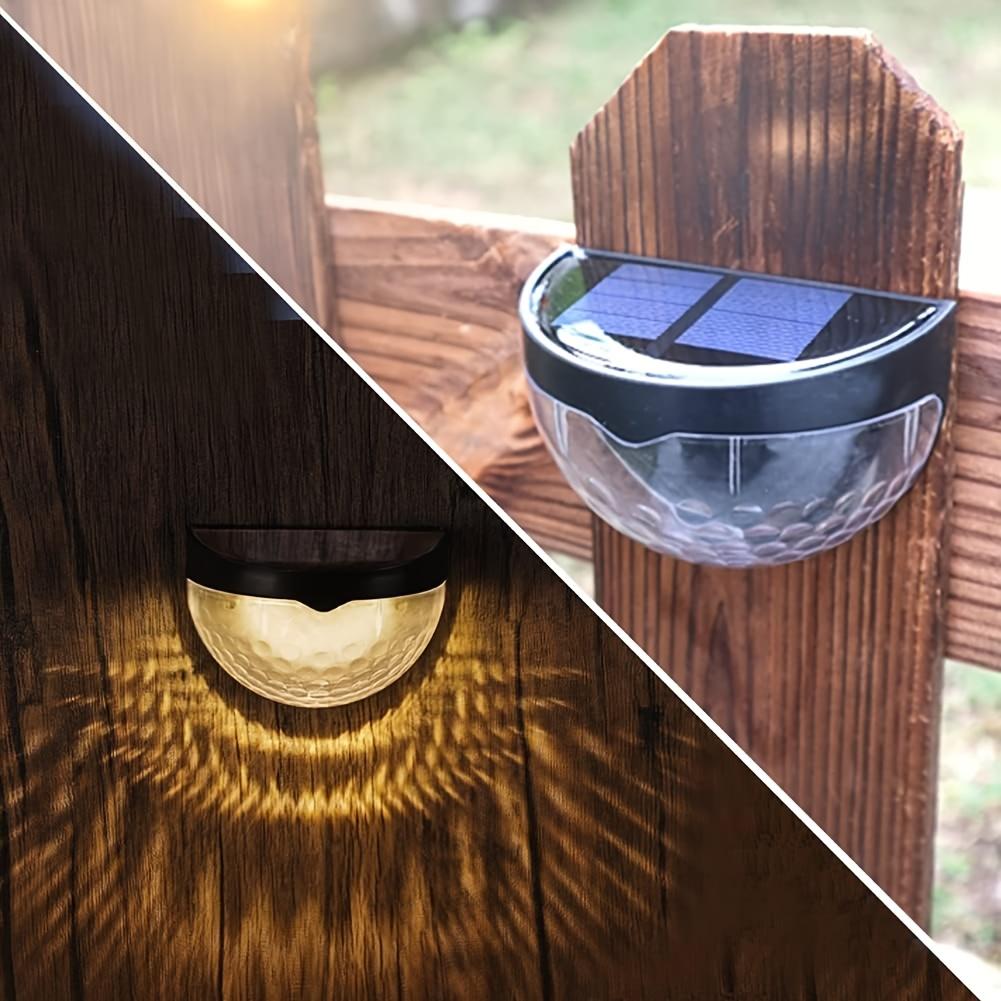 Solar Deck Lights,Solar Powered Fence Lights Dusk To Dawn LED Wall Light Outdoor Lighting Decoration for Step Yard Stair Patio Garden Warm Light