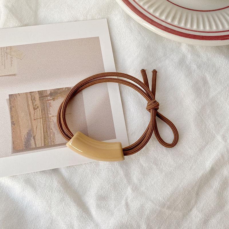 

Korean Forest Style Geometric Hair Ring - Milk Tea Cold Tone Elastic Band for Women