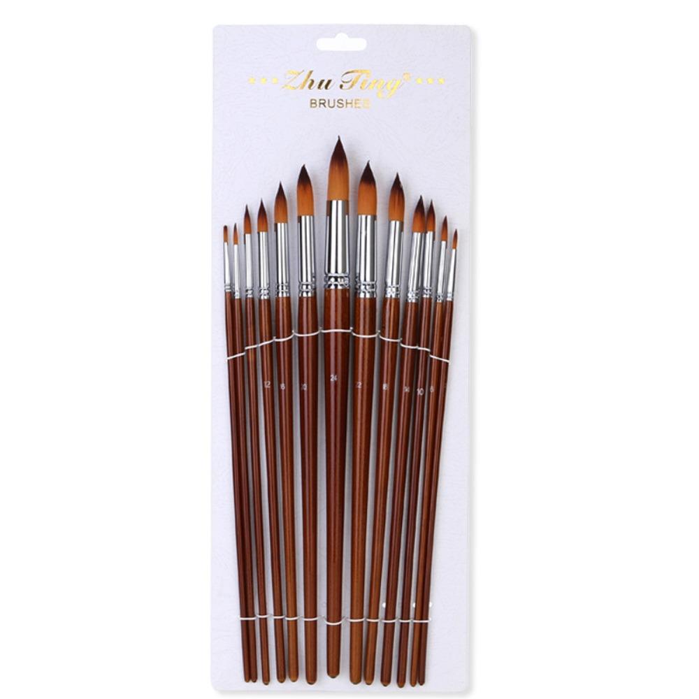 Wooden Paint Brushes Set Round Tip Paint Brushes Versatile Watercolor Brushes  Oil Painting