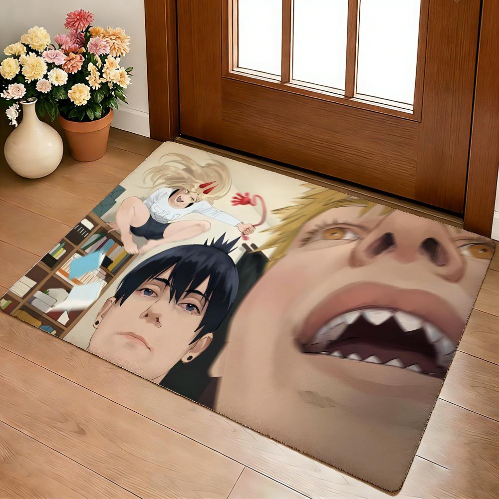 C-Chainsaw Man Fußmatte Gemütliche Flanell Weiche Dicke Rutschfeste Matte für Wohnzimmer Schlafzimmer Küche Dekor Teppiche