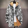 Νέο μπουφάν πολύχρωμα στοιχεία μοτίβου B1 φερμουάρ ζακέτα με κουκούλα χοντρό χειμερινό φλις μοντέρνα καπιτονέ ρούχα