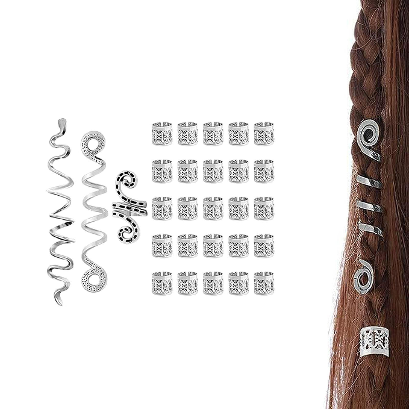 

28 штук Аксессуары для дредов Кольца для косичек Украшения для плетения для женщин серебряный