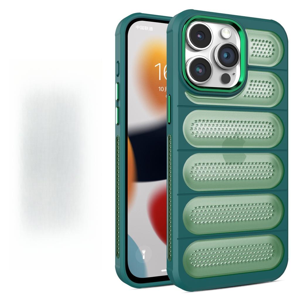 Applicable To IPhone16proMax Frosted Breathable Heat Dissipation Hole Mobile Phone Case Apple 15 Anti-fall Mesh Shell 14 Protective Cover