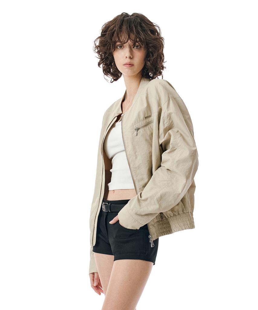 Secondmono Coated Nylon Zip Jacket [Beige]_Sejk034Beige