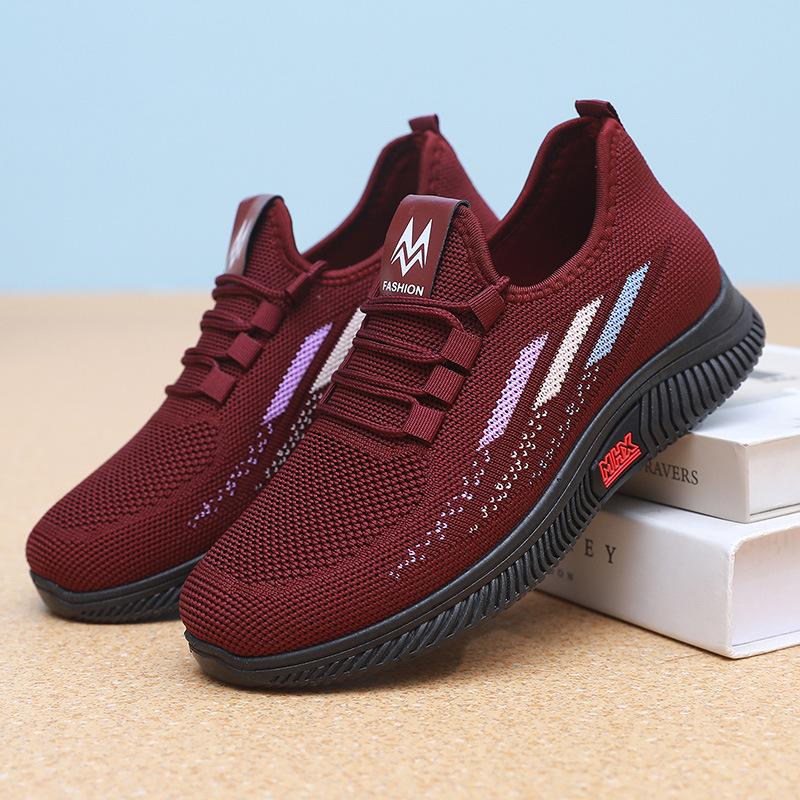 Schuhe Damen neue weichsohlige lässige Sportschuhe Damen atmungsaktive Einzelschuhe Fliegenstrick-Mesh-Schuhe Laufschuhe Damen
