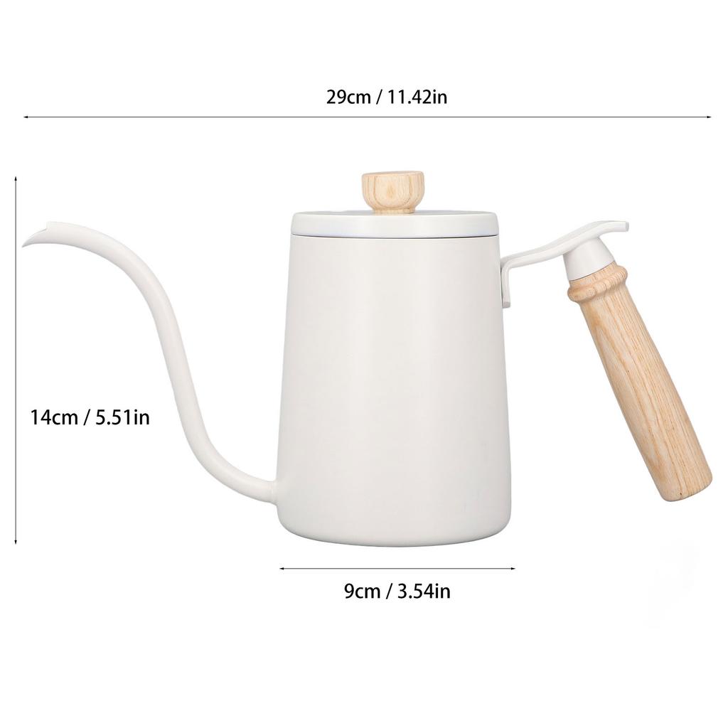 Coffee Pour Over Kettle 600ml Gooseneck Vent Hole Wooden Handle Food Grade Stainless Steel Ergonomic Gooseneck Kettle