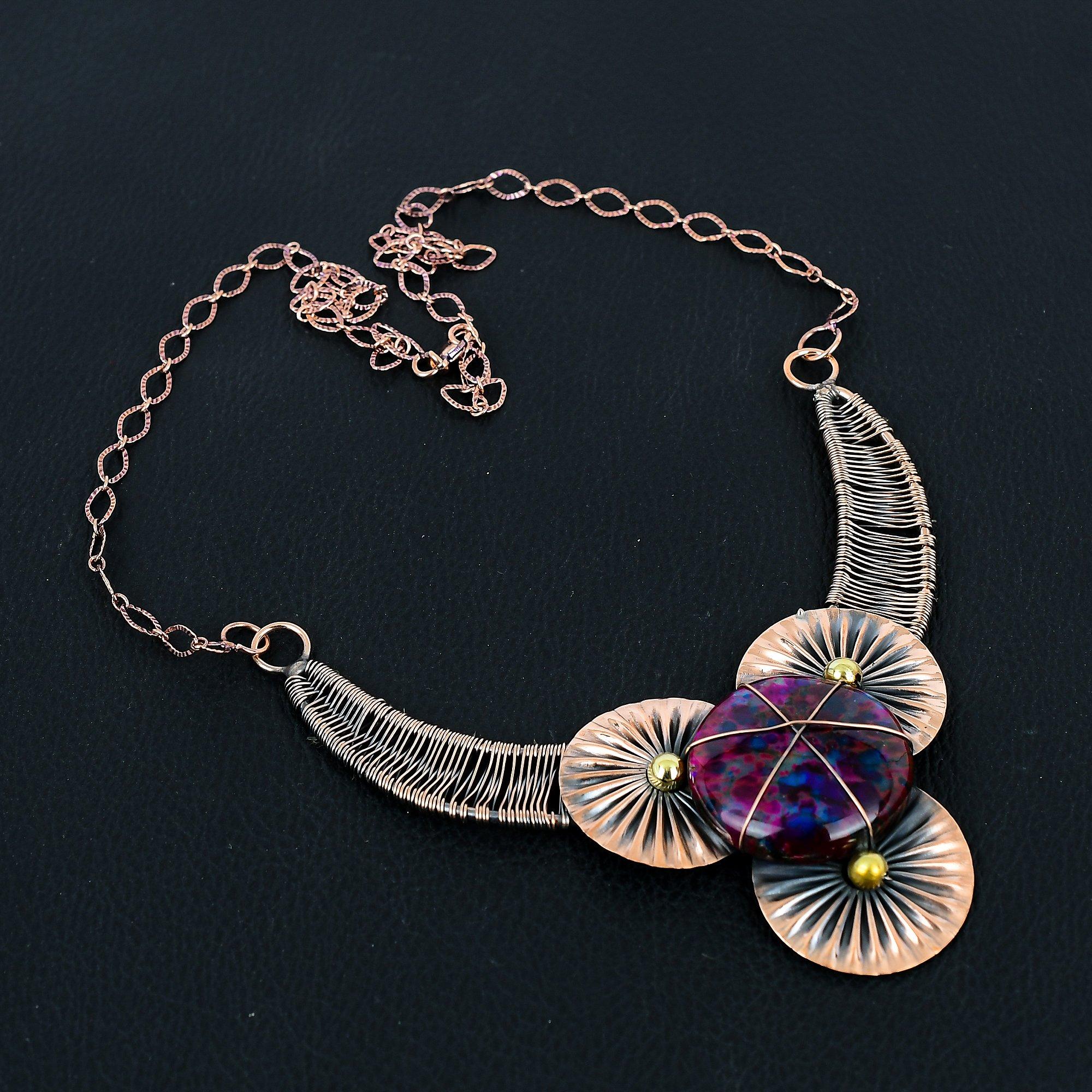 

Многоцветный огненный лабрадорит драгоценный камень ручная работа чистая медная проволока обертывание ювелирные изделия ожерелье для женщин 18 Inches разноцветный