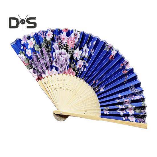 Faltfächer im japanischen Stil mit Blumenmotiv, tragbar, für den Sommer, Handventilator aus Bambus, Dekoration, Tanz-Requisiten, Party-Kostümzubehör