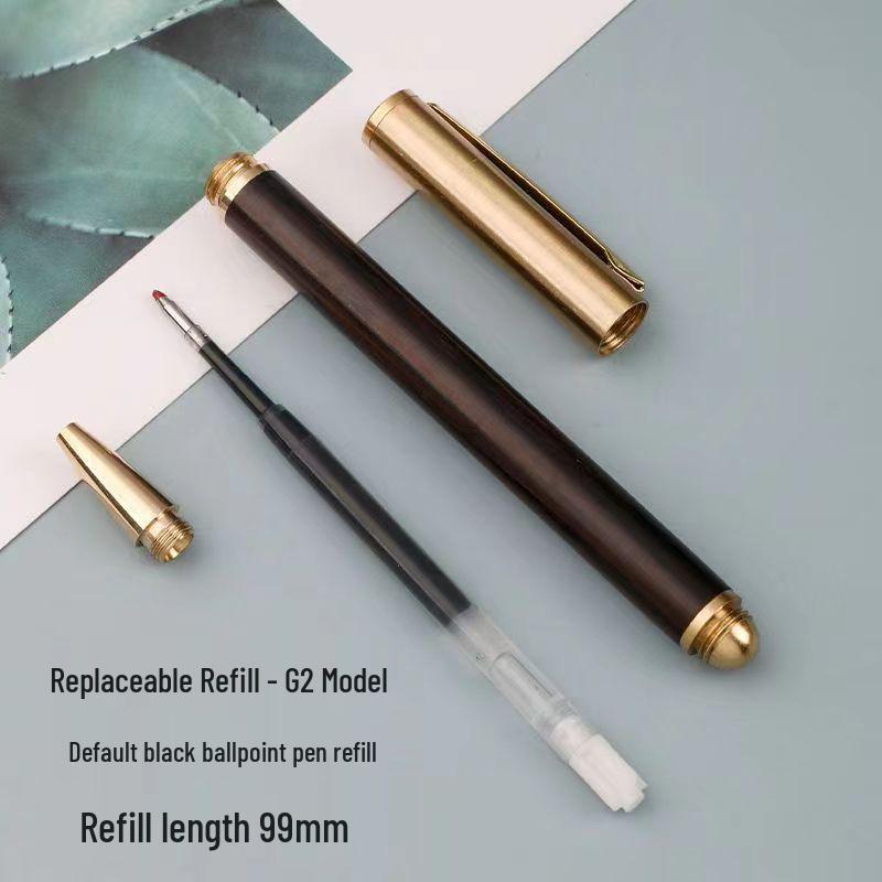 Premium Wooden Ballpoint Pen with Metal Clip - Retro Logo, Office Business Gel Pen