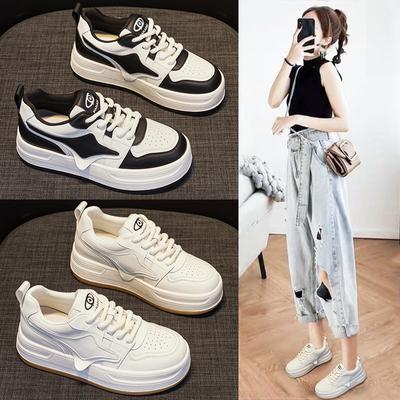 Leather White Shoes Women's New Autumn and Winter Platform Muffin Small Sports Clunky Casual Board Shoes Fashion