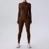 Export Zipper Nude Feel Long Sleeves Yoga Jumpsuit Women's Sports Running Workout Training Dance One-Piece Jumpsuit