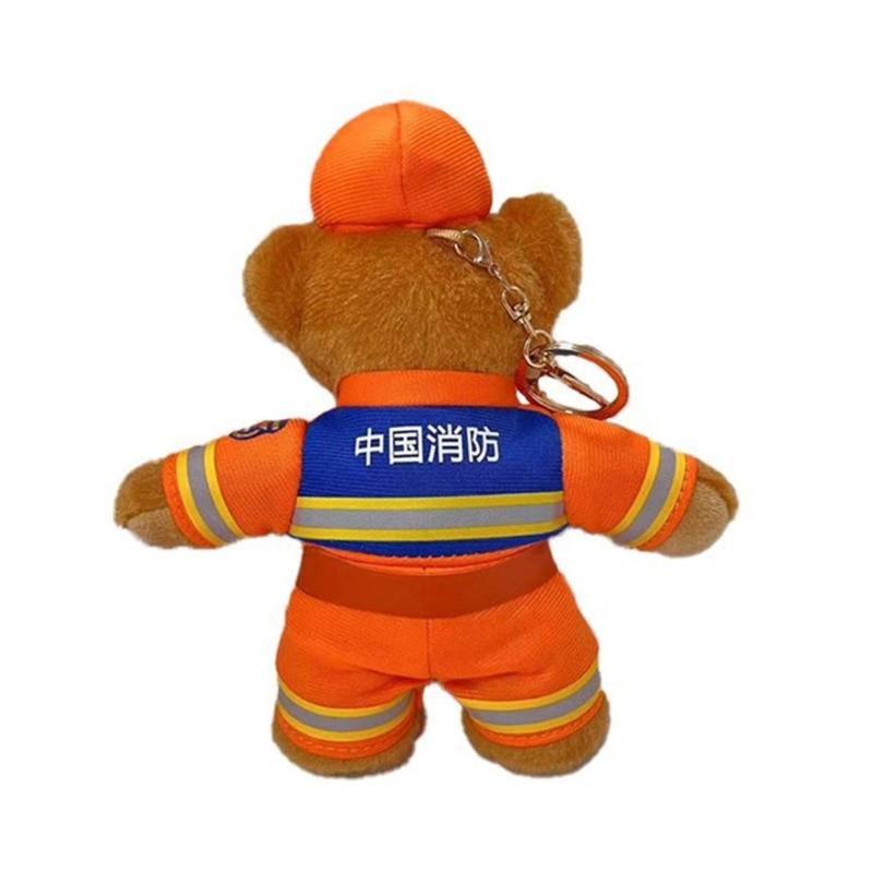 Plush Bear Charm Keychain Lovely Animal Police Backpack Handbag Charm Pendant